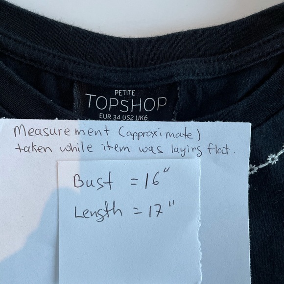 TOPSHOP Black embroidered crop top size 2 - Picture 5 of 8